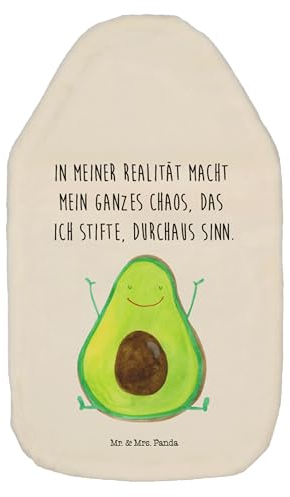 Mr. & Mrs. Panda Wärmflasche Avocado Glücklich - Geschenk, Gesund, Frucht, Vegan, Bettflasche, Kleine Wärmflasche, Wärmekissen, Körnerkissen,