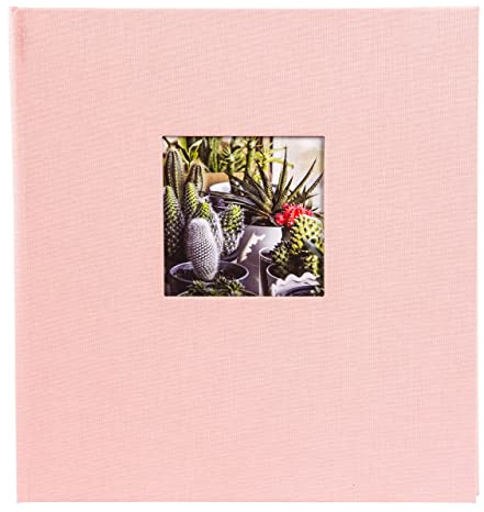 goldbuch 27 942 Bella Vista Fotoalbum mit Bildausschnitt Rosé, Erinnerungsalbum im Format 30 x 31 cm, Foto Album 60 schwarze Seiten mit Pergamin-Trennblättern, Fotobuch mit Leineneinband, Babyrosa