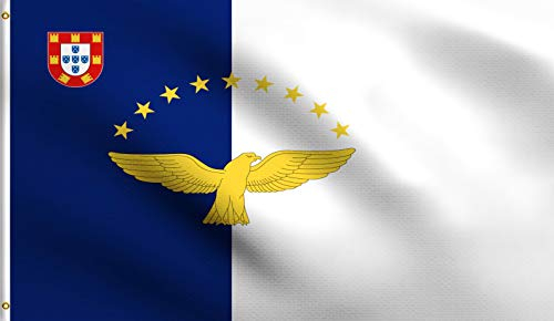 DMSE Azoren Flagge der portugiesischen Autonomen Region der Azoren, 90 x 150 cm, 100% Polyester, 100 D Flagge, UV-beständig (91 x 1,5 m) 3'X5' Ft Foot 3' X 5' Ft Foot