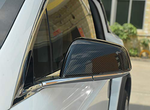 kadore For Tesla Model X ModelX 2016-2019 Carbon Fiber Style Side Wing Door Mirror Covers Trim 2-pc