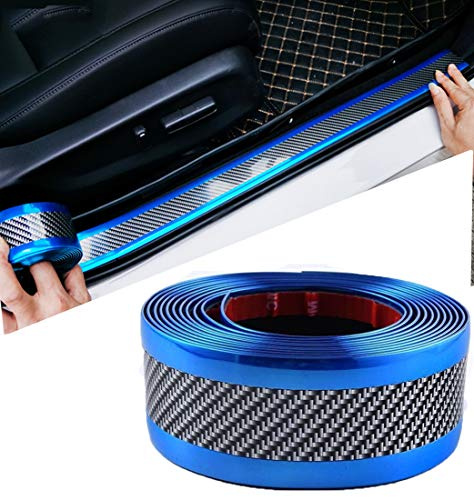 Carbon Fibre Scuff Scratch Resistant Car Door Threshold Sticker, Anti-Shock Protector Rubber Strip with Abrasion Resistance, Scratch Resistant and Strong Adhesion (2.5 m x 5 cm)