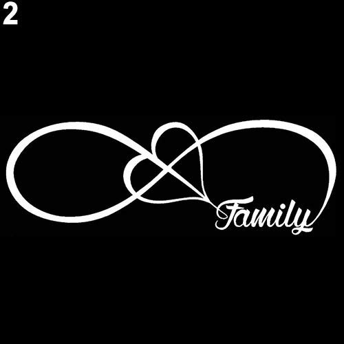 Porfeet Auto Aufkleber, Kreative Familie Liebe Herz Unendlichkeit Für Immer Symbol Aufkleber Auto Fenster Autoaufkleber Weiß 5,1 cm * 15,3 cm