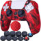9CDeer 1 x Silicona Transferir Impresión Protector Grueso Cubrir Piel + 10 Apretones de Pulgar para Playstation 5 / PS5 Mando Pintar Rojo