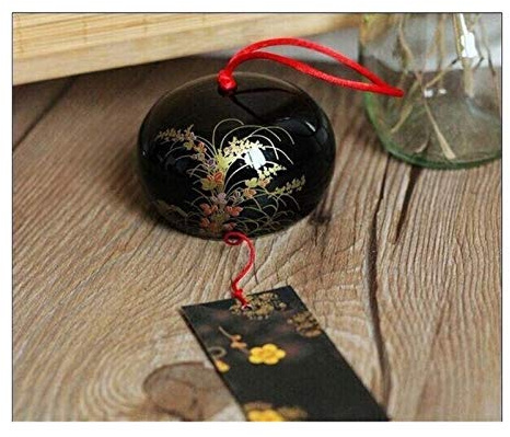 TGRTY Schöne Windspiele Keramische japanische Windspiele Glücksglocken Hangende Dekorationen Geburtstag präsentiert Windglocken Garten-Hängendekor Windspiele (Color : Black Orchid)