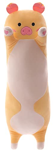 SNOWOLF Schwein, langes Plüschkissen, niedliches Plüschtier-Spielzeug, weiches Seitenschläferkissen zum Umarmen (70 cm, Schwein)
