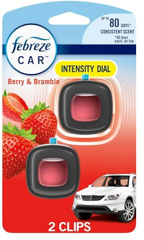 Febreze Car Air Freshener Vent Clip Berry & Bramble Scent, .06 oz. Car Vent Clip, 2 Count