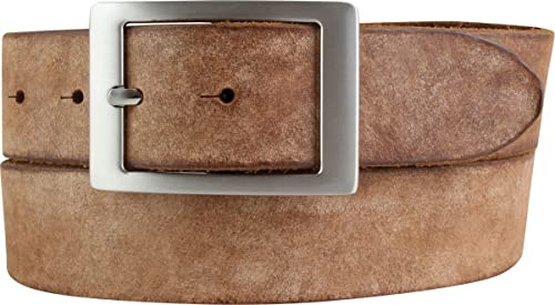 BELTINGER Herren-Gürtel aus weichem Vollrindleder mit Doppel-Schnalle Vintage-Look 4 cm | Jeans-Gürtel für Herren 40mm | Ledergürtel Used-Look | Cognac 120cm