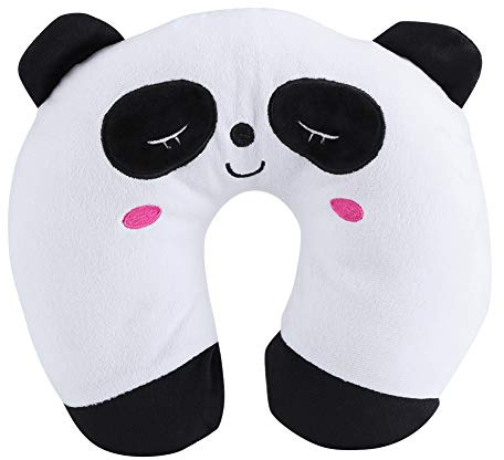 Nackenkissen,Kinnstützendes Reisekissen Kinder,Tier Nackenkissen Flugzeug, Travel Pillow Tierreise-Nackenkissen Aus Pp-Baumwolle, Weiches U-Förmiges Auto-Kopfstützen Für Flugzeug-Autozug(Panda)