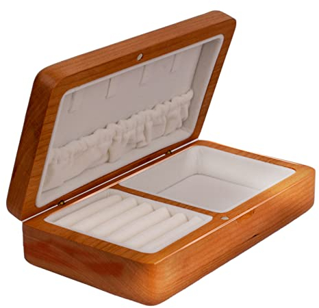 IRIVER BLANK Schmuckkästchen für Damen, Retro, Reisen, tragbar, Mini, schlicht, Massivholz, klein, Schmuckaufbewahrung, Aufbewahrungsbox (Kirschholz)