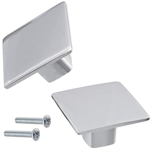 AERZETIX - C41441-2er-Set Möbelgriffe quadratische 38x38x21 mm knöpfe für möbeltür - für schrank wandschrank schublade einrichtung dekoration küche wohnzimmer montage - aus metall - verchromt finish