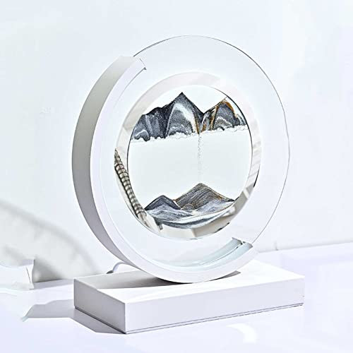 LZH FILTER Lampe LED Sablier 3D, Éclairage d'art de Peinture de Sable Mouvant, Veilleuse Sable Art, Accueil Scène de Sable Décor en Verre Rond Dynamique