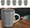 Kaffeebecher 6er Set | Steingut grau 360ml 9x11cm | Tasse Becher Henkeltasse Kaffeetasse Teetasse (1 x 6er Set Becher grau)