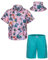 MOHEZ Ensemble de 2 pièces avec chemise hawaïenne et short - Pour enfants, rose 1, 9-10 ans
