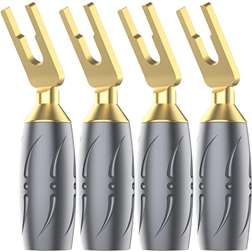 Viborg Reines Kupfer Vergoldete Kabelschuhe Lautsprecher Schrauben High End Spatenverbinder,Leiter reines Kupfer (Reinheit bis zu 99,998% CU) Für Lautsprecherkabel Bis 7,5mm