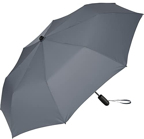 FARE Oversize-Taschenschirm Skylight (grau) - Effektvoller Regenschirm mit LED-Innenbeleuchtung und Aufhängefunktion