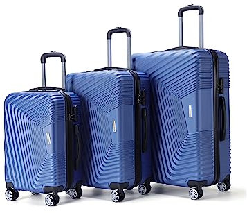 VERTICAL STUDIO 20 24 28 Koffer Reisekoffer 3er-Set Trolley Mehrteilig mit Ziffern Kofferschloss aus Kunststoff (ABS) Vier Rollen (Blau Stavanger)