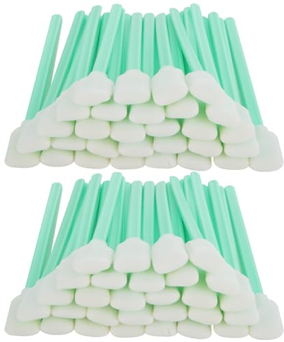 APACALI 200PCS Square Foam Cleaning Swab Sticks, Foam Tip Cleaning Swabs, Rectangle Foam Cleaning Swabs, Square Tip Swabs Sponge Stick for Camera, Optical Lens, Optical Equipment, Green