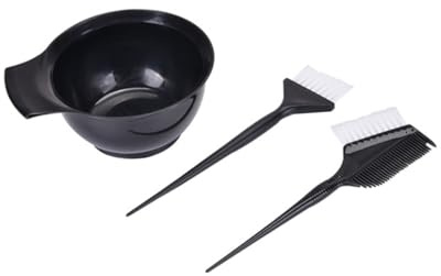 Ipetboom Set de Cuencos y Pinceles para Teñir Cabello, 3 Piezas, Negro Abs | Uso Profesional en Salón Casa, Reutilizable Desorden, Kit de Coloración Color Aleatorio