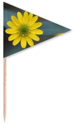 Palillo de dientes triangular con diseño de crisantemo verde con flores amarillas