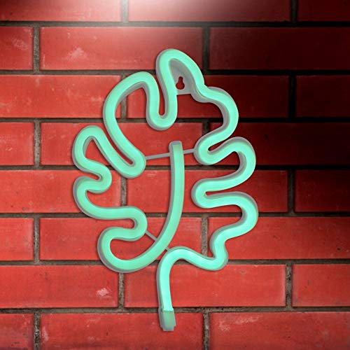 Green Neon Sign, Plant Lights Decor Decorative Hanging Night Light Unique Tree Leaf Shape LED Light for Party Home Decoration