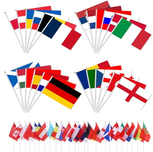 24 Länder Doppelseitige Stoff Olympia Deko Handgehaltene Flaggen, 2025 Flagge Klein für Olympische Spiele Deko, 24 Länder Olympische Fahne Klein für Haus Garten Bar Restaurant Party Deko