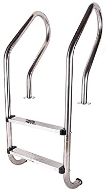 TQVLNMCR Swimming Pool Escalator, Handrail, Non-Slip 2-Stage Pool Ladder, Underground Pool Ladder, Used for Large Swimming Pool at the Entrance of Ramp/Silver/52 * 58 * 130Cm
