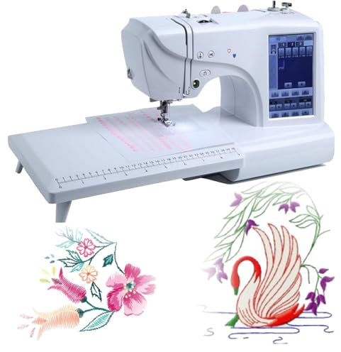 XGXHIN Näh- und Stickmaschine, 158 Designs, 132 integrierte Stiche, computergesteuert, 4 x 9,2 Zoll Rahmenfläche, 7 Zoll LCD-Touchscreen-Display, für Anfänger