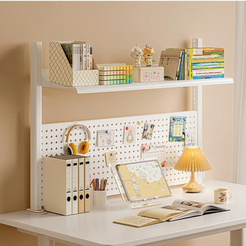 KUOYTT Desk Pegboard, Clamp On Desk Organizer Shelf, Desk Extender Side Table Clamp-on Above Desktop Storage ShelfSmall Desk Extension Shelving Unit(Size:80 * 20 * 66cm/31.5 * 7.8 * 26in)