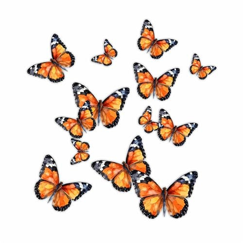 Butterfly Wall Stickers, Hardwearing Waterproof 0% Transparency Decals, DIY Peel & Stick Perfect to Cover Marks, Wall Decor, Weatherproof for Cars & Home Projects. LaoGraphics® (12 Natural, A5)