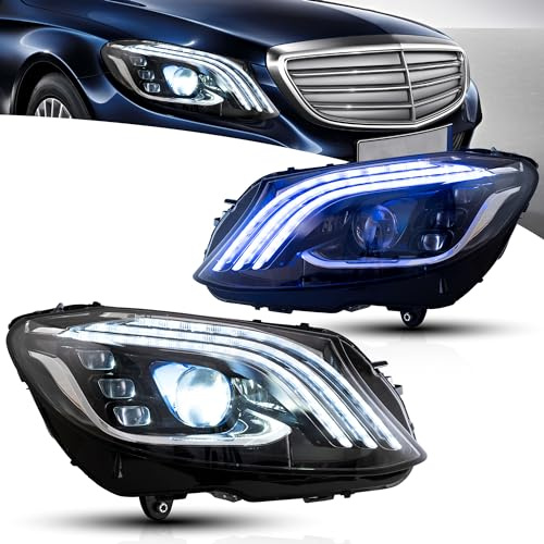 VLAND Scheinwerfer kompatibel für C-Klasse W205 C180 C200 C300 C250 AMG standard LED 2015–2020 [Nicht für Halogen & Multibeam LED], Mit E-Prüfzeichen, 1 Satz LHD