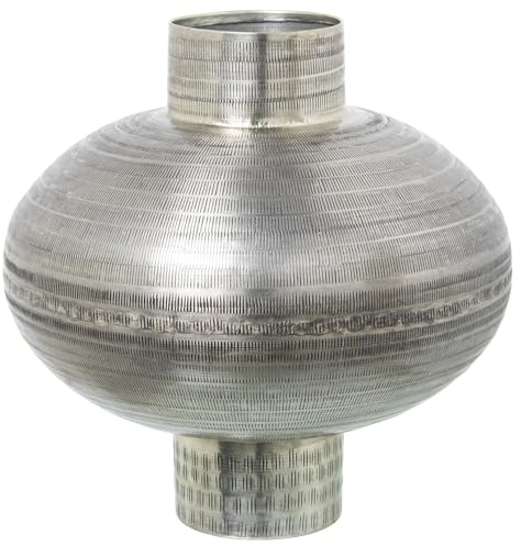 JARRÓN ALUMINIO TALLADO PLATAENVEJECIDA_°33X33CM