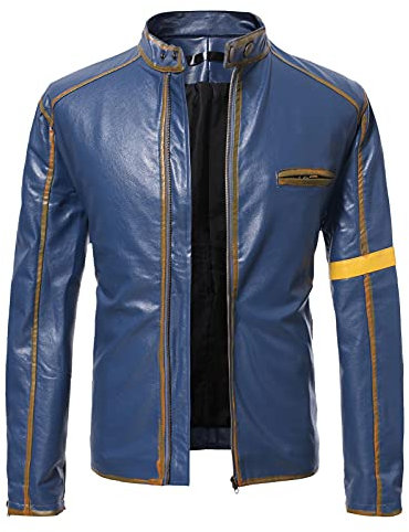 Giacca in Pelle Sintetica da Uomo Stile Biker Giubbotto in Finta Pelle Casual Vintage Giaccone Giacca Uomo Giubbotto Pelle Chiodo Uomo Bomber Uomo Giallo NeroGiubbotto Tecnico Uomo