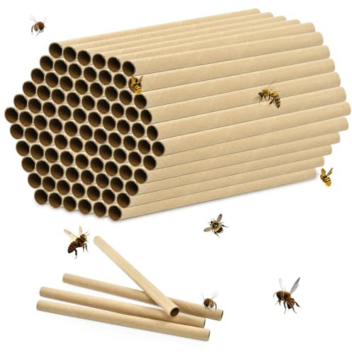 100PCS Tubes de Nidification D'abeilles, 15 CM de Long, Apiculteurs Remplissage de Tubes en Carton, Aide à La Nidification, pour Hôtel à Insectes, Hôtel à Abeille, Maison à Insectes, Extérieur