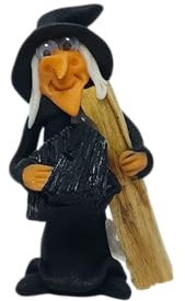 HOSTENATURA Bruja con Palo Santo y Turmalina 5cm Color Negro - Protección Doble, Limpieza y Sabiduría