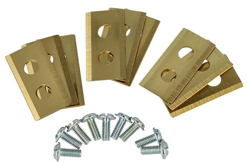 vhbw 9x Ersatz-Messer kompatibel mit Texas RMX500, RMX1000, RMX2000, RMX1600 Rasenmäher - Ersatzklinge Gold, Stahl (Titanbeschichtung)
