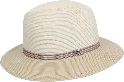 LOEVENICH Damen Fedora aus Papier mit andersfarbiger Krempe in One Size - Sommerlich erfrischend Soft Wheat