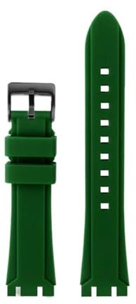 BPBZUTUMDZ Harz-Silikon-Gummi-Uhrenarmband, 19 mm, 21 mm, Schwarz, Dunkelblau, Grün, Orange, Herrenarmband, passend for SWATCH IRONY, passend for CHRONO, brüniert(Green-B pin,21mm)