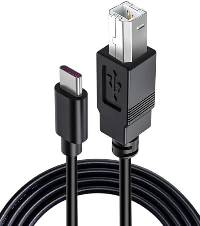 USB B to USB C Printer Cable 1.5M, USB C to USB B Midi Cable for HP/Epson/Canon Printer, Scanner, Digital Piano, Midi Controller/Keyboard