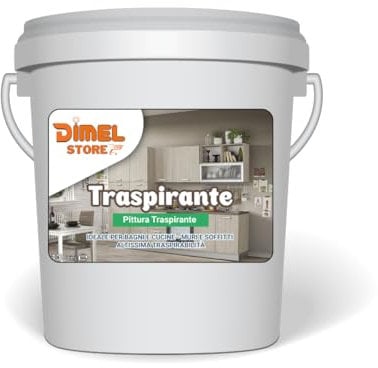 DI.M.EL. S.R.L. Pittura Bagno&Cucine Bianca Super traspirante Idropittura - Alta copertura e resa - Opaca (5 litri)