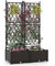 COSTWAY Jardinière avec Treillis sur Pied, Double Bac à Fleur Auto-arrosage en Rotin PP avec Maille Diamant Trou de Drainage, Lit de Jardin pour Plantes Grimpantes Légumes (80 x 40 x 126 cm)