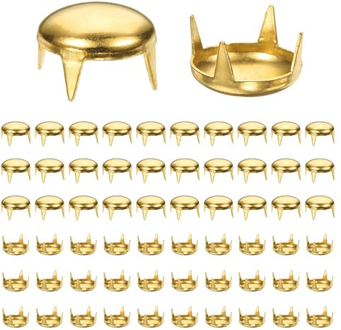 TIXIPEM Rivetti a Cupola Rotonda [100pz] - 10mm Borchie Cupola Tondi Artiglio Metallico Testa Chiodo Borchie Spillo per Pelliccia Cappello Abbigliamento Cintura Accessori Bracciale [Oro]