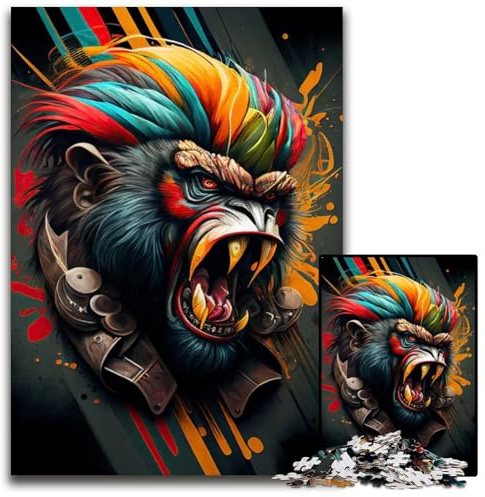 The Wild Monkey Puzzles for 1000Piece Wooden Jigsaw Puzzles for Adults Perfect for Teenagers Family Bonding Brain TeaserDIY Home Decor Gift 1000 PCS(75x50cm)
