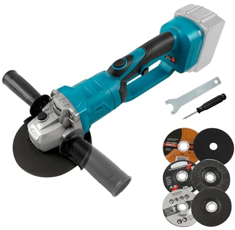 Cordless Angle Grinder for Makita 18V, 125mm 18000RPM Brushless Cut Off Tool Rotatable Head Electric Grinder with 6PCS Discs for Wood Plastic Metal Cutting Polishing (NO Battery)