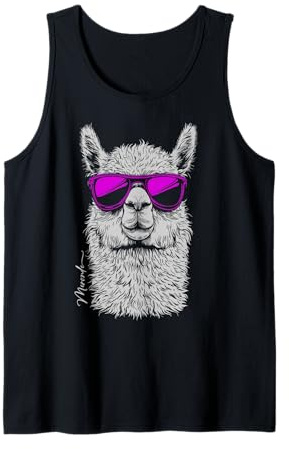 Cooles Alpaka Lama Mit Lila Sonnenbrille Tank Top