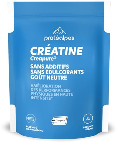 Protéalpes Créatine Créapure® en Poudre | Creatine Monohydrate | Fabriqué en Allemagne | Goût Neutre | Vegan (250 g)