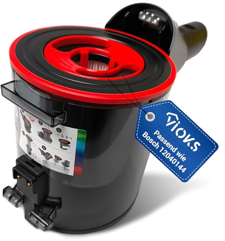 VIOKS Staubbehälter mit Filter Staubsauger Ersatz für Bosch 12040144 | Filterbehälter + Dauerfilter, für Bosch Unlimited Kabelloser Stielstaubsauger Akku-Handstaubsauger BBS7 BCS7 BKS7 BSS7
