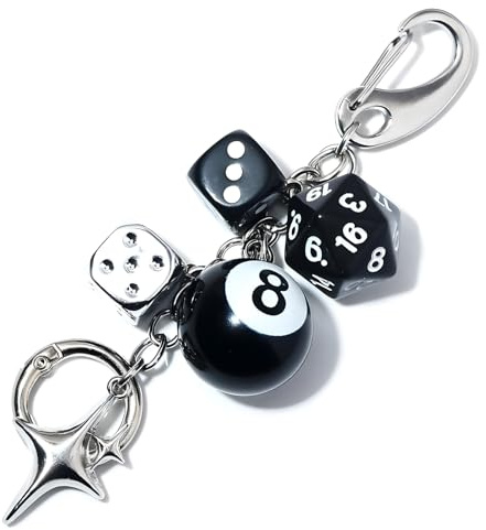 YAOYYG 8 Ball Würfel Schlüsselanhänger, Y2K Accessoires (Schwarz) | Schlüsselanhänger Aesthetic, Retro Keychain mit Würfelanhänger, für Rucksack, Handtasche und Schlüssel