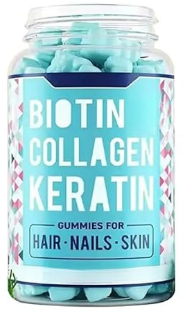 Biotin- und Kollagen-Gummis – Unterstützung für Haare, Haut und Nägel für Männer und Frauen | Haarwachstum, strahlende Haut und starke Nägel | Nicht gentechnisch verändert