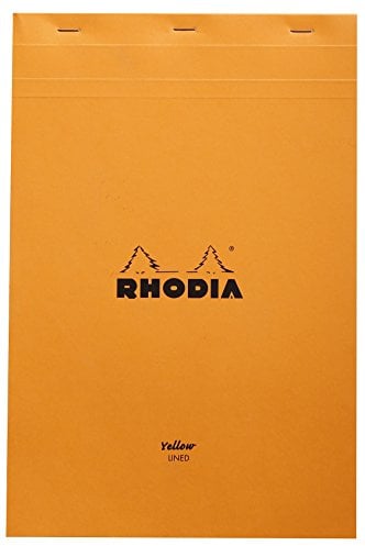 Rhodia 19660C - Notizblock N°19 (DIN A4+, 21 x 31,8 cm, mikroperforiert, liniert mit Rand, 80 Blatt, gelbes Papier) 1 Stück orange