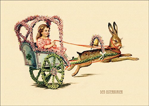 Kartenkaufrausch Nostalgische Oster Grusskarte: Der Osterkurier • auch zum direkt Versenden mit Einleger. • Nette, hochwertige Oster Grüße im Set mit Umschlag Liebe Geschenkkarte Gutschein